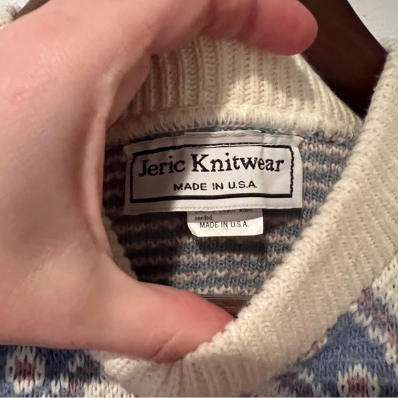 Vintage Jeric Knitwear Crew Neck Paisley Geometric Pattern Sweater - Picture 2 of 9